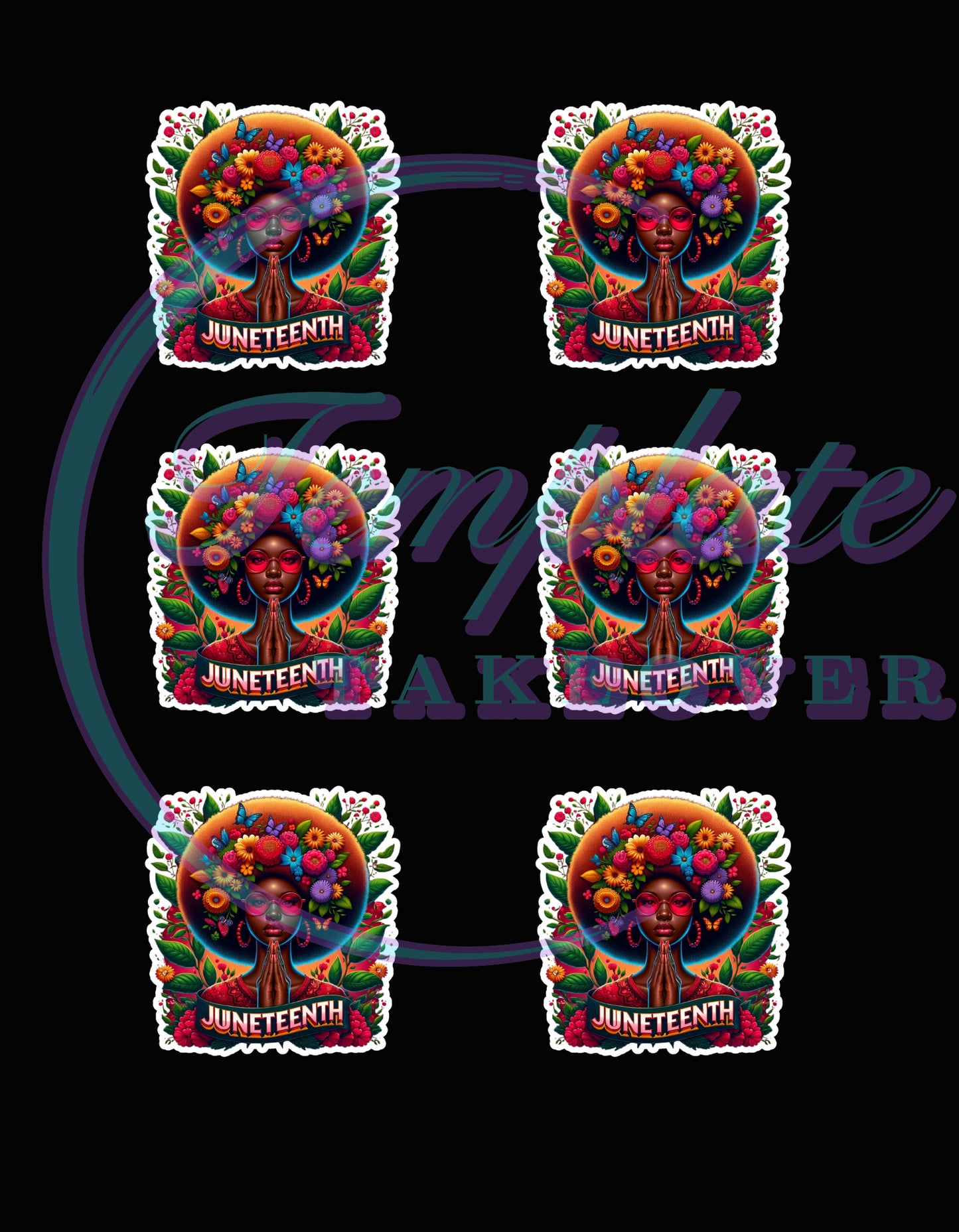 Vibrant Juneteenth "Peace" & "Believe" PNG Bundle - Afrocentric Floral Designs, Juneteenth, Black History, TWO FREE MATCHING STICKER SHEETS