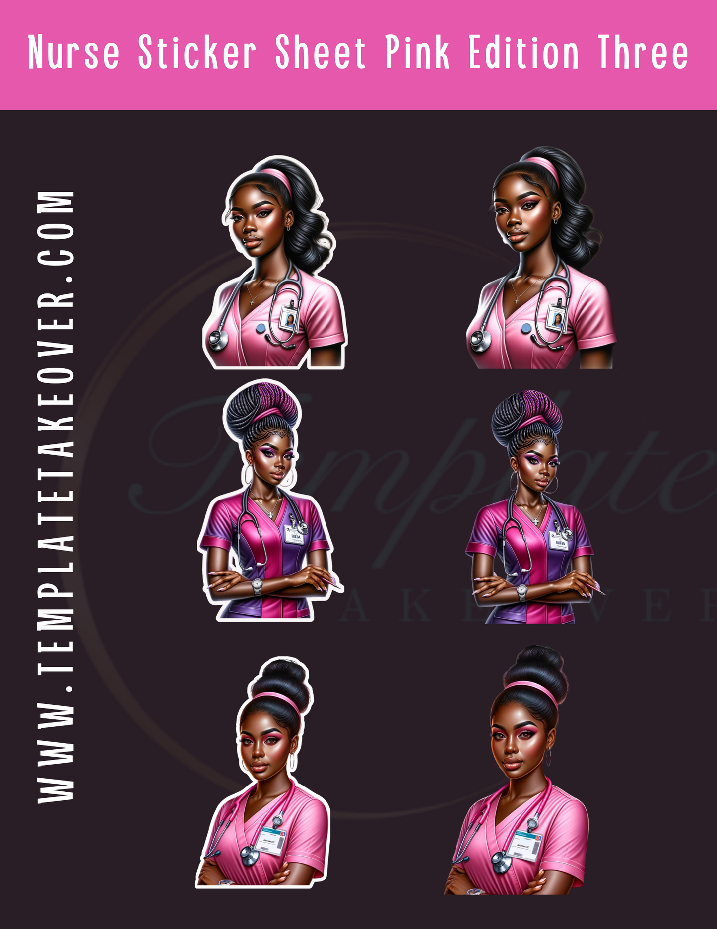 African American Nurse Stickers | Printable Nurse Stickers | Digital Nurse Stickers | Nurse Stickers | Medical Stickers | Digital Stickers