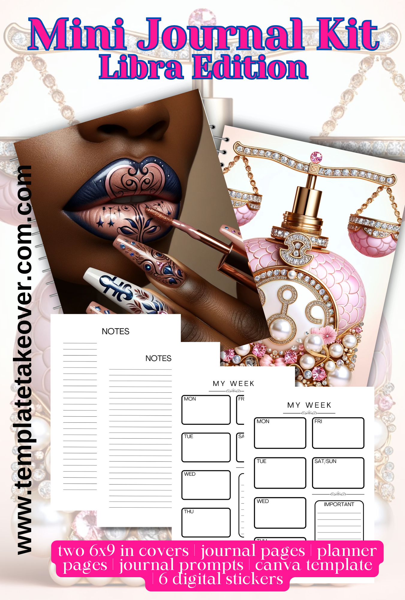 Celestial Scents: Libra Edition Journal: Perfect for Crafters, Creatives, Coaches, and More - Set of 2 Covers, 15 Journal Pages, 5 Planner Pages, 15 Prompts and 6 Digital Stickers. Volume 3