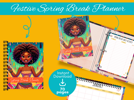 Festive  Spring Break Planner | 2 Page Monthly Calendar |  Landscape Calendar | 2024 Planner | Daily Planner | Spring Break Planner