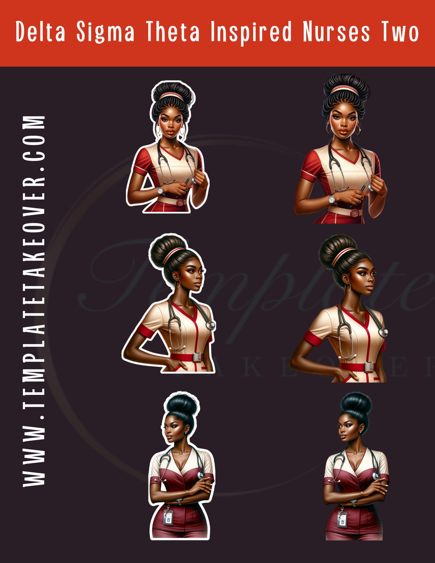 Delta Sigma Theta | African American Nurse Stickers | Printable Nurse Stickers | Digital Nurse Stickers | Nurse Stickers  | Digital Stickers