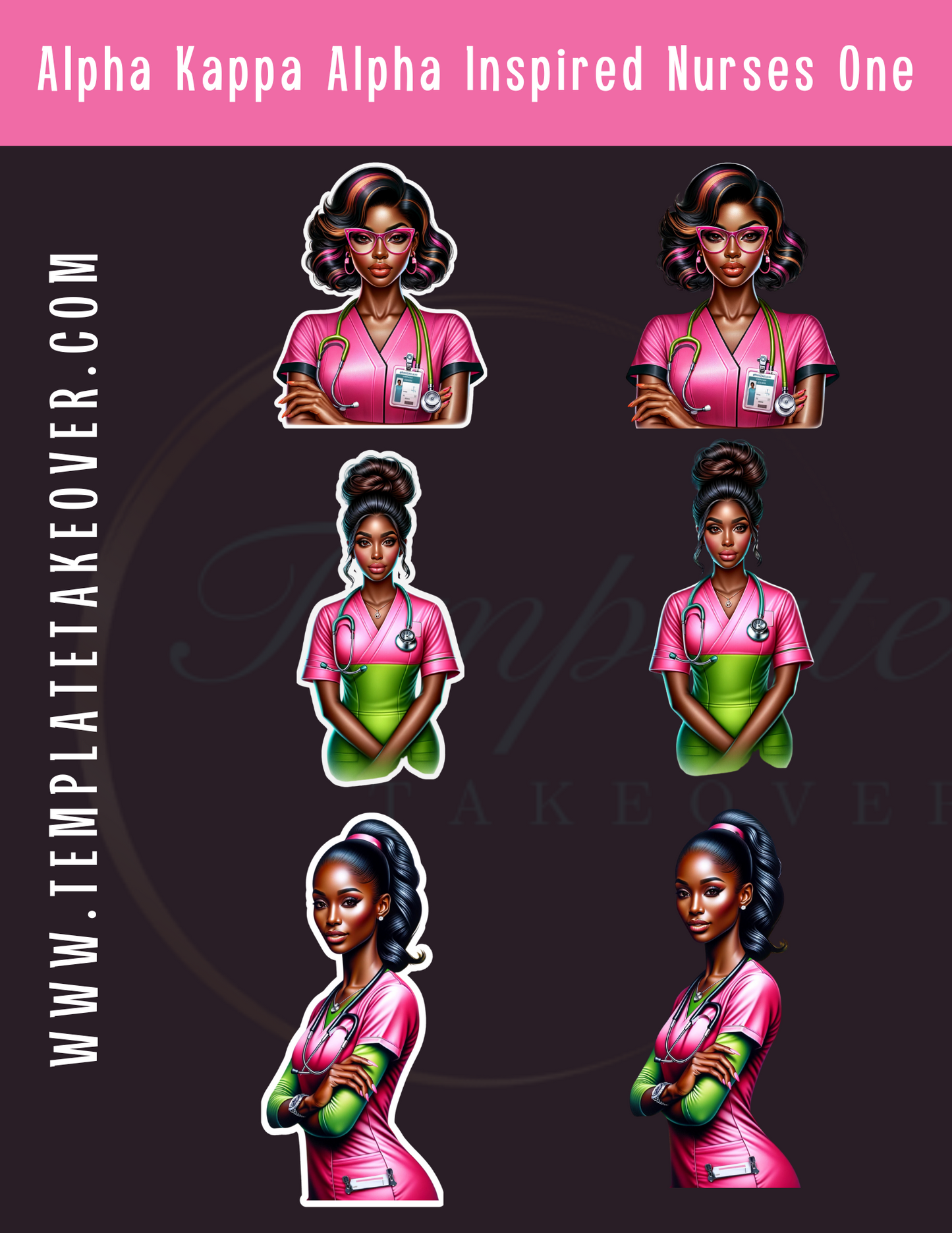 Alpha Kappa Alpha |African American Nurse Sticker | Printable Nurse Sticker | Digital Nurse Sticker | Nurse Sticker | Medical Sticker | Digital Sticker