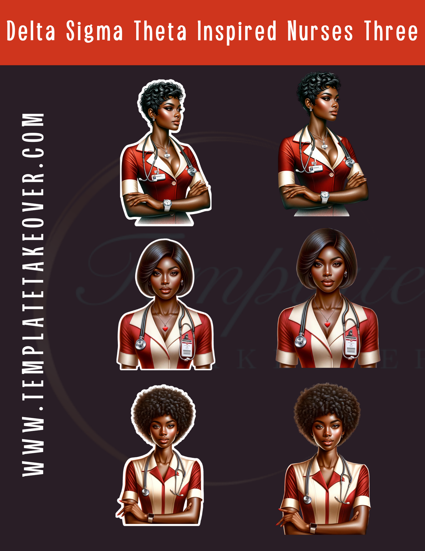 Delta Sigma Theta | African American Nurse Stickers | Printable Nurse Stickers | Digital Nurse Stickers | Nurse Stickers  | Digital Stickers