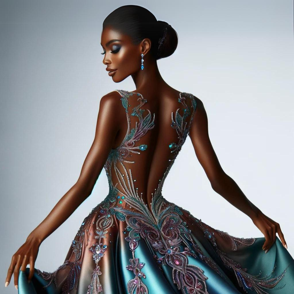 Elegant Evening Gowns and Affirmations: Empowering Custom AI for Inspirational Art and Self-Love | Custom GPT | African American Beauty