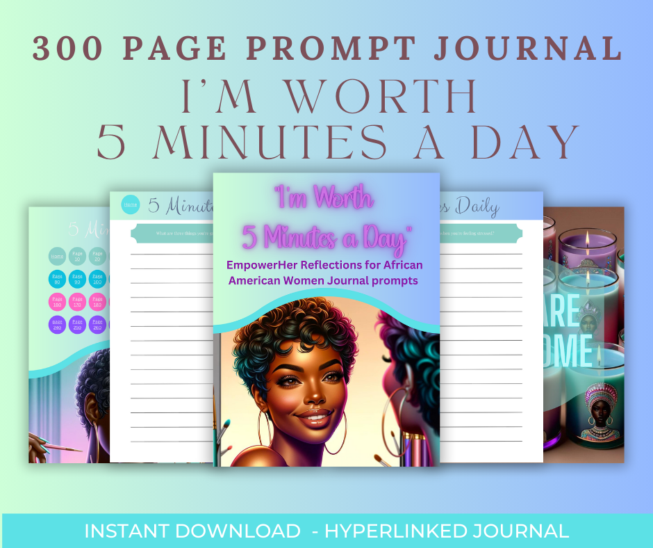 I'm Worth 5 Minutes A Day | Self Care Journal | Self Care Workbook | Self Love | Burnout | Stress Management | Manifestation, Wellness Journal | Therapy