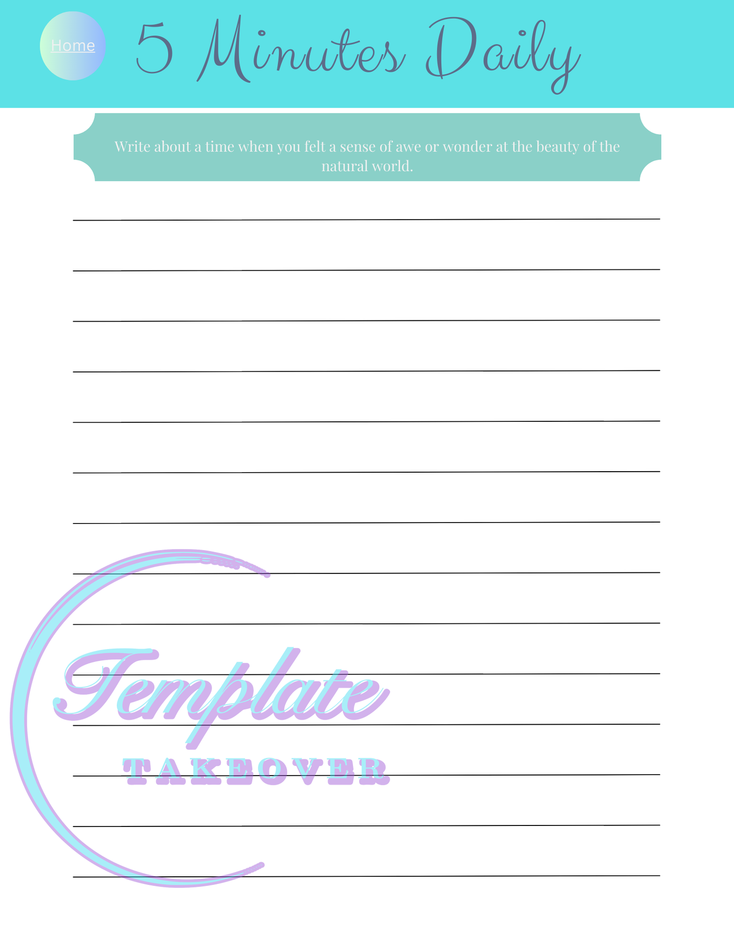 I'm Worth 5 Minutes A Day | Self Care Journal Template | Self Care Workbook Template| Self Love | Burnout | Stress Management | Manifestation, Wellness Journal | Therapy