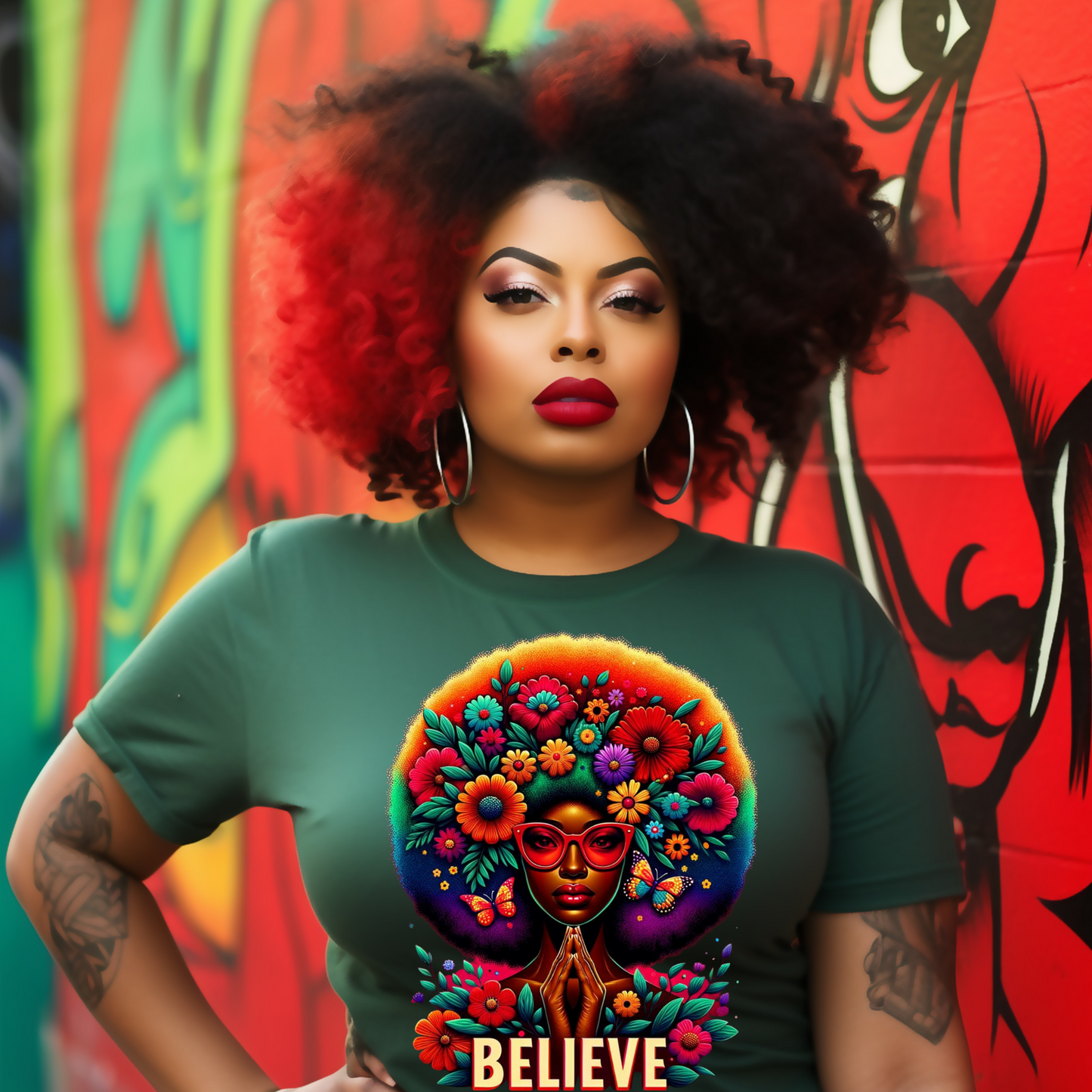 Vibrant Juneteenth "Peace" & "Believe" PNG Bundle - Afrocentric Floral Designs, Juneteenth, Black History, TWO FREE MATCHING STICKER SHEETS