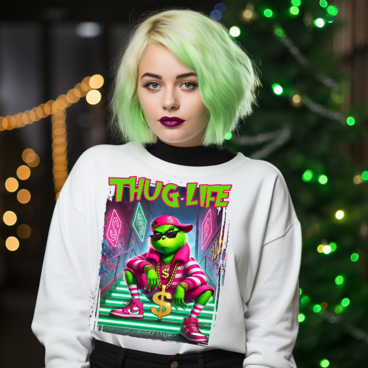 Thug Life Christmas Grinch PNG - Hip Hop Urban Christmas Design - Digital Download with Mockups and Video