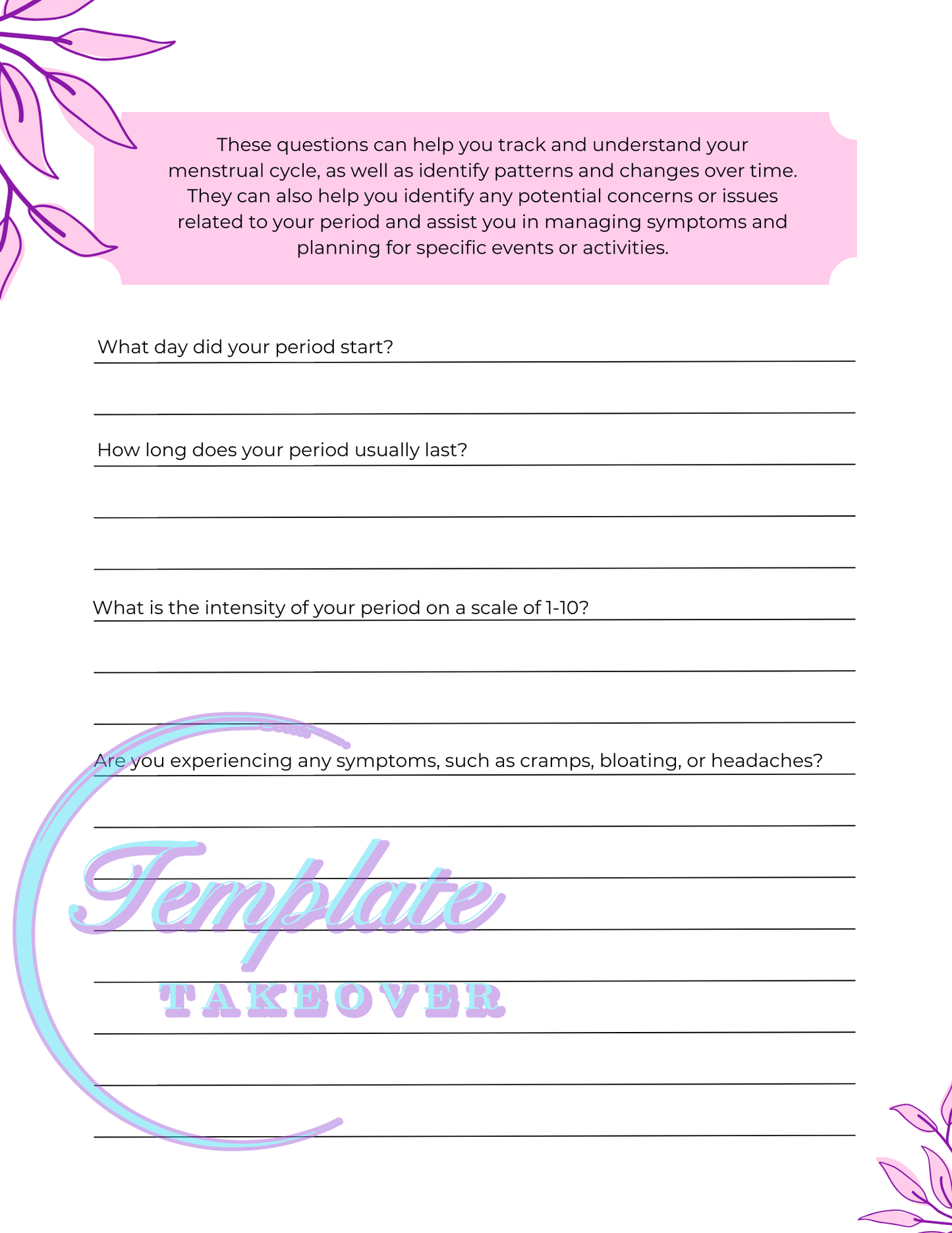 Ultimate Period Tracker | Period Tracker Template | Period Journal Printable | Period Calendar 2024 | Fertility Tracker Template