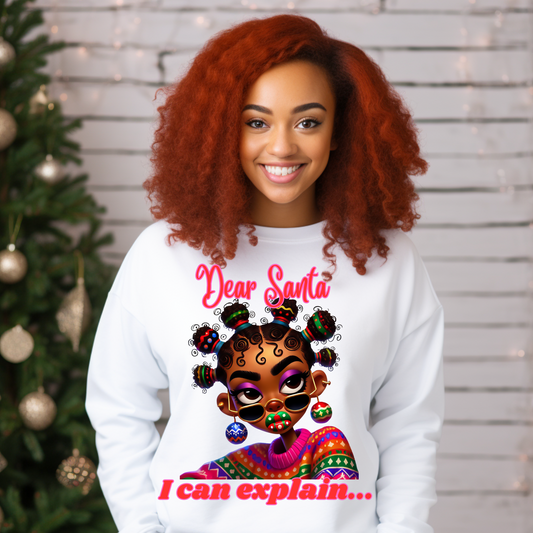 Dear Santa I can explain | funny Christmas | African American Christmas | POD compatible | DTF compatible | Quirky Christmas | Quirky girl