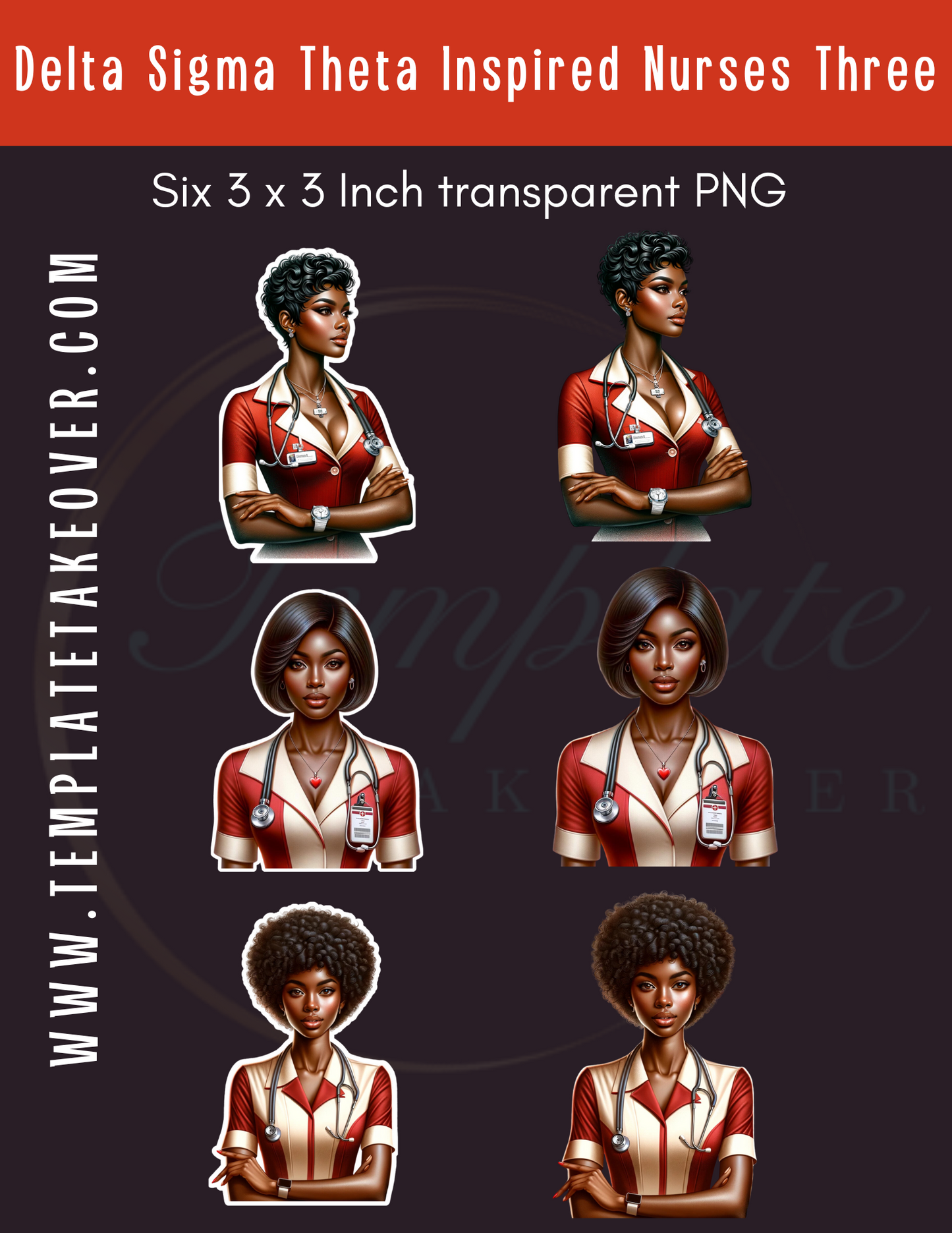 Delta Sigma Theta | African American Nurse Stickers | Printable Nurse Stickers | Digital Nurse Stickers | Nurse Stickers  | Digital Stickers