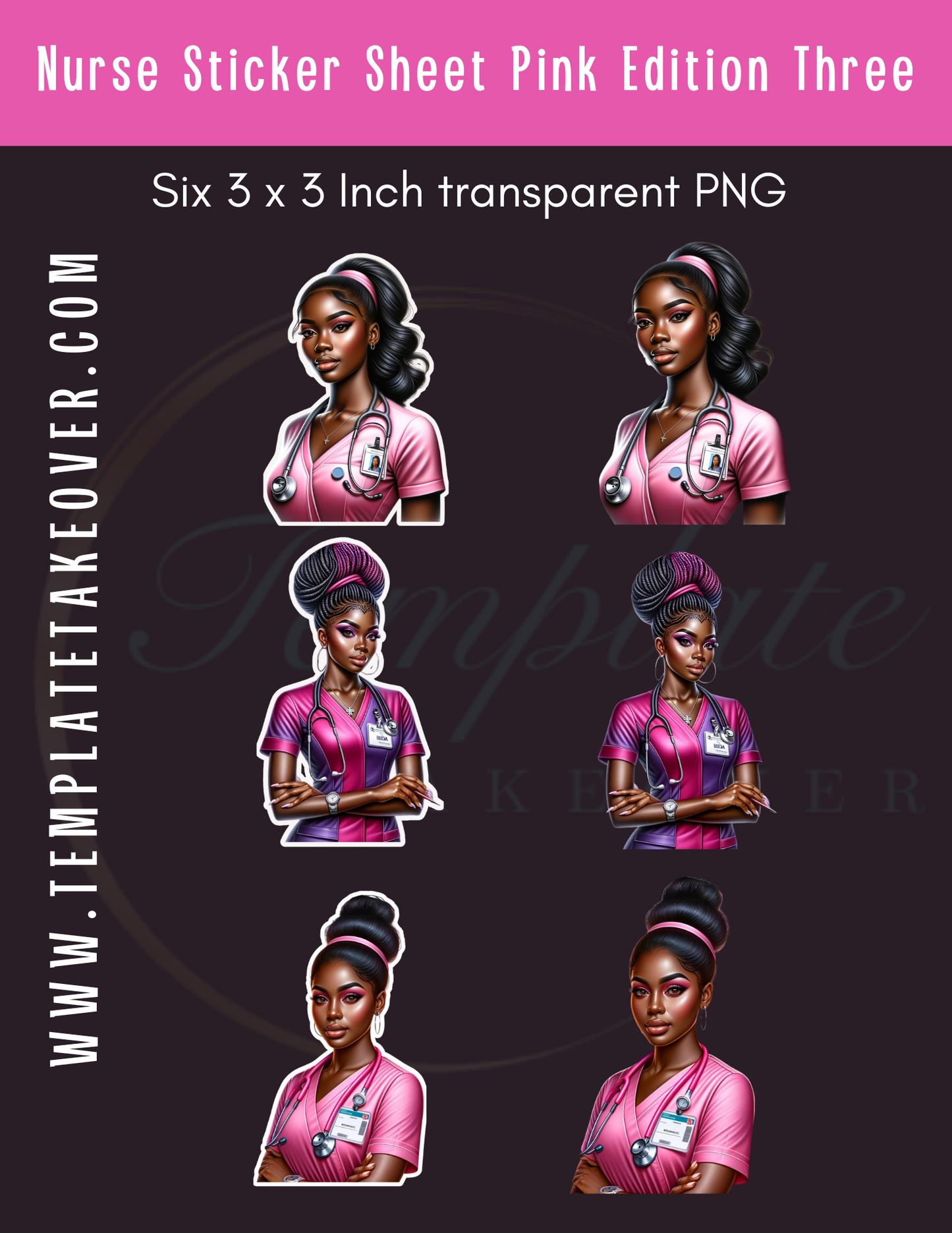 African American Nurse Stickers | Printable Nurse Stickers | Digital Nurse Stickers | Nurse Stickers | Medical Stickers | Digital Stickers