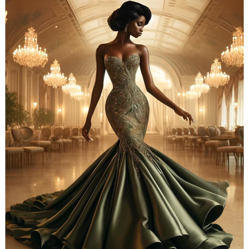 Elegant Evening Gowns and Affirmations: Empowering Custom AI for Inspirational Art and Self-Love | Custom GPT | African American Beauty