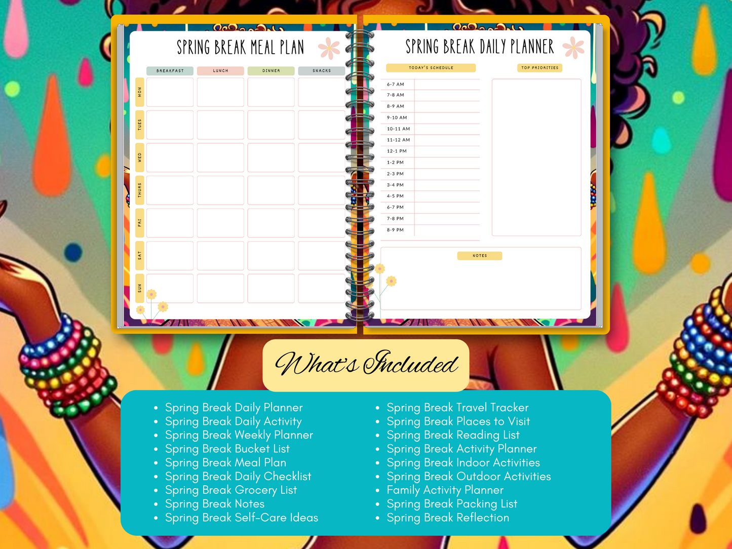 Festive  Spring Break Planner | 2 Page Monthly Calendar |  Landscape Calendar | 2024 Planner | Daily Planner | Spring Break Planner