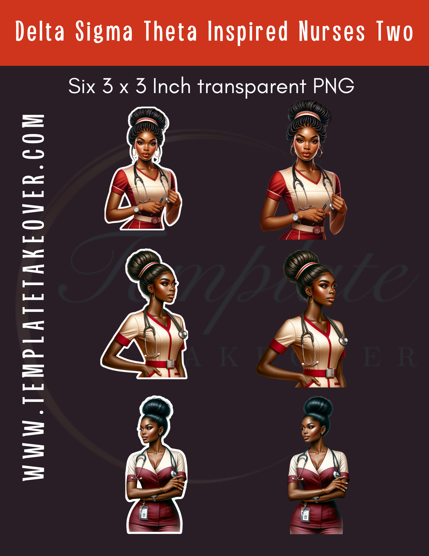 Delta Sigma Theta | African American Nurse Stickers | Printable Nurse Stickers | Digital Nurse Stickers | Nurse Stickers  | Digital Stickers