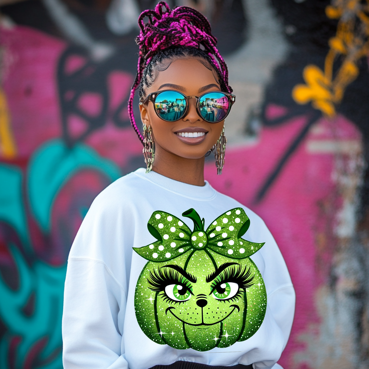 Sparkly Grinch-Inspired Pumpkin PNG Designs | THREE PNG's | Glittery Halloween Digital Downloads for Sublimation & Crafts | Halloween PNG | Boujie Pumpkin