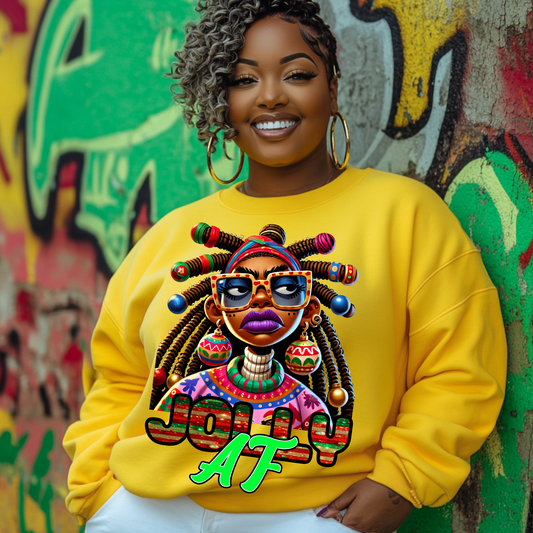 Jolly AF Christmas PNG Sublimation Design - Afrocentric Holiday Art for T-Shirts, Festive Digital Download with Free Mockups