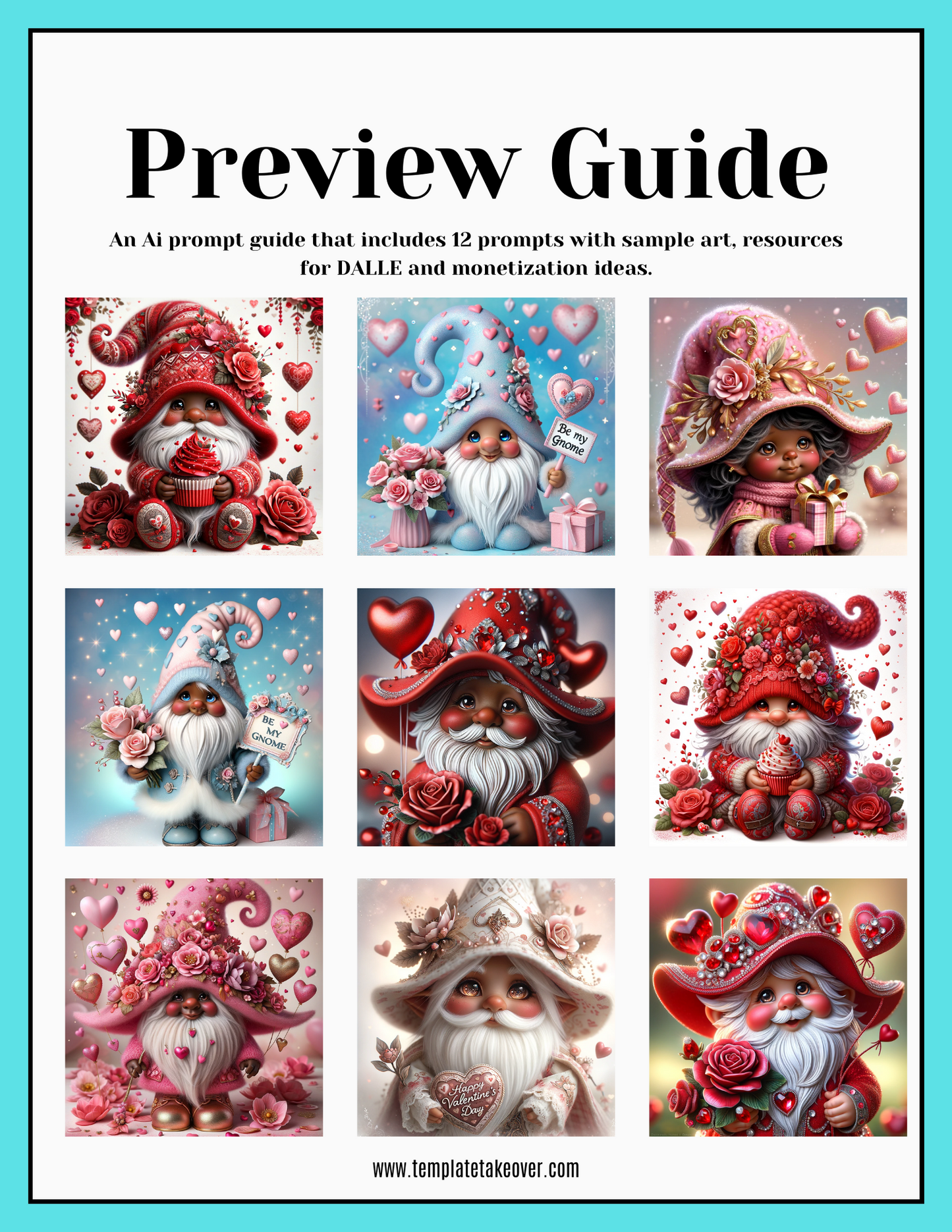 "Enchanted Hearts: A Collection of Valentine's Day Gnomes Celebrating Diverse Ethnicities" Prompt Guide