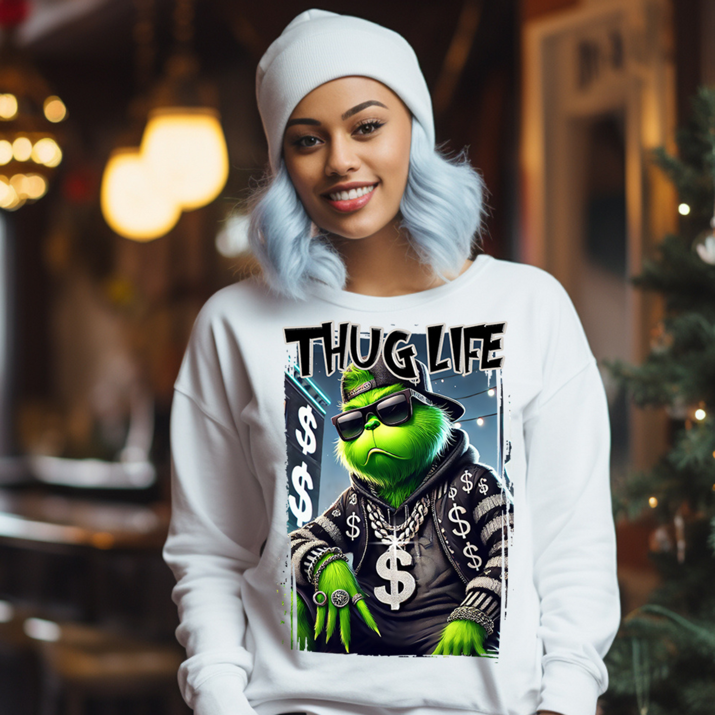 Thug Life Grinch PNG - Hip Hop Christmas Digital Art - Cool Streetwear Design with Mockups and Video