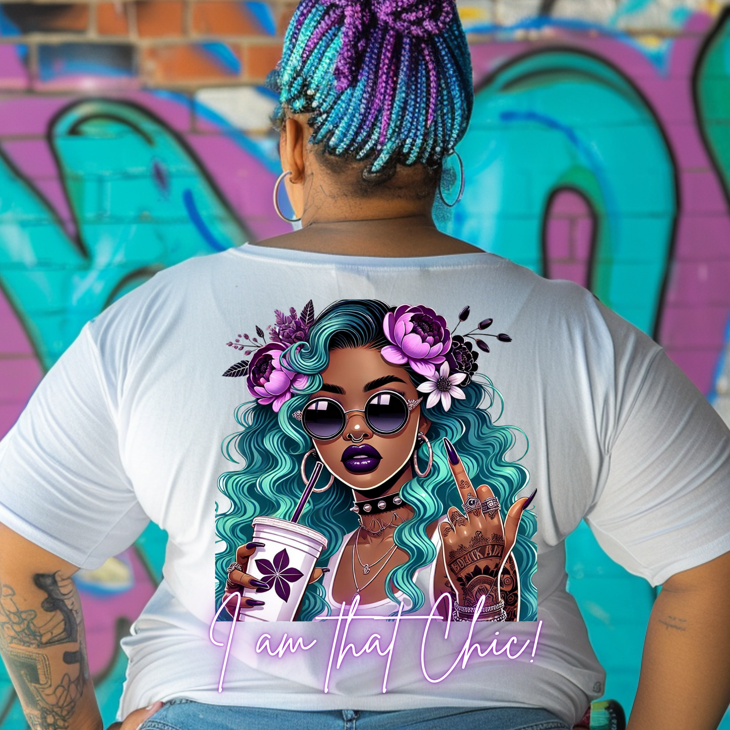 Oh Honey I am That Bitch/Chic Bundle, T-Shirt Design, Matching Pocket Designs, Badass Girl PNG, Girl With Tattoos , Rude Finger