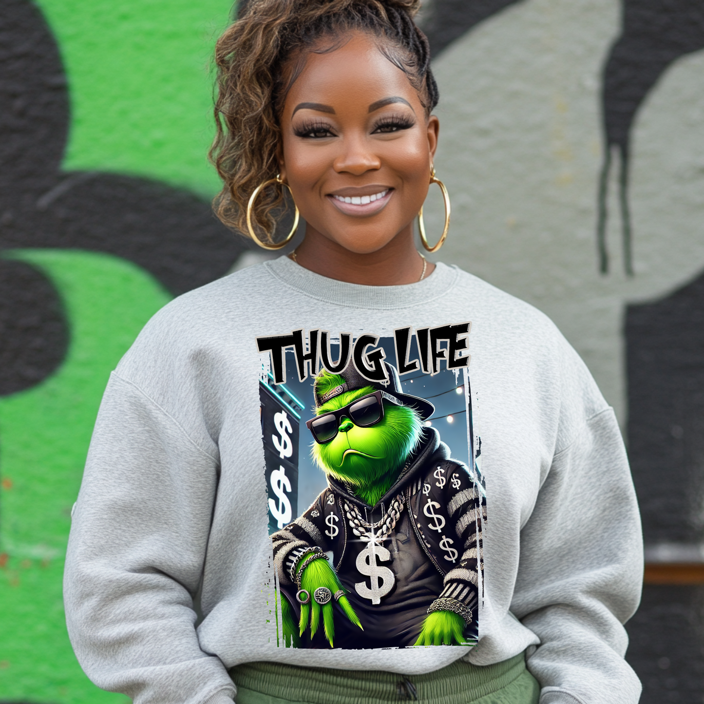 Thug Life Grinch PNG - Hip Hop Christmas Digital Art - Cool Streetwear Design with Mockups and Video