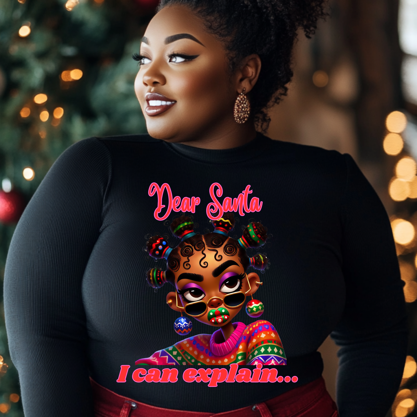 Dear Santa I can explain | funny Christmas | African American Christmas | POD compatible | DTF compatible | Quirky Christmas | Quirky girl