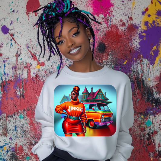 Retro Afrocentric "Jinkies" Digital PNG | Vibrant Cartoon-Inspired Clipart for Apparel, Crafts, and More