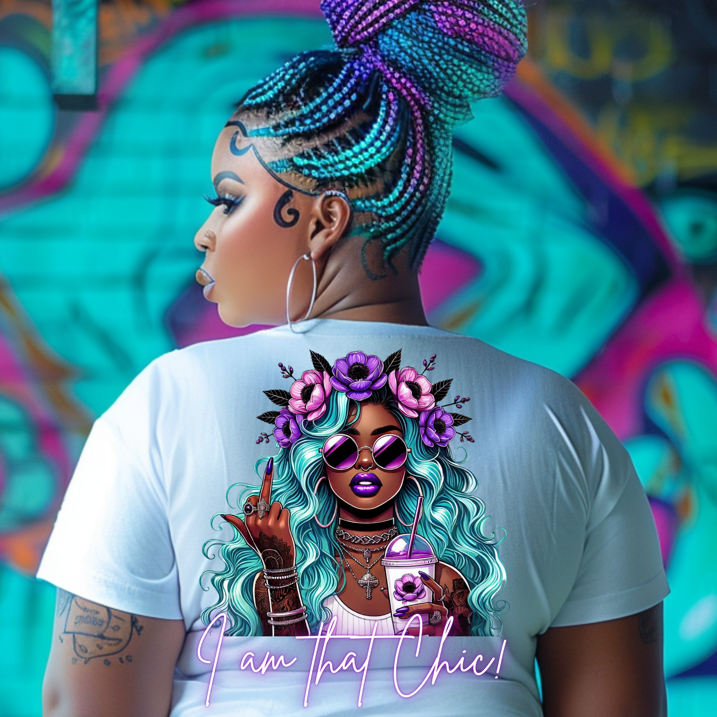 Oh Honey I am That Bitch/Chic Bundle, T-Shirt Design, Matching Pocket Designs, Badass Girl PNG, Girl With Tattoos , Rude Finger