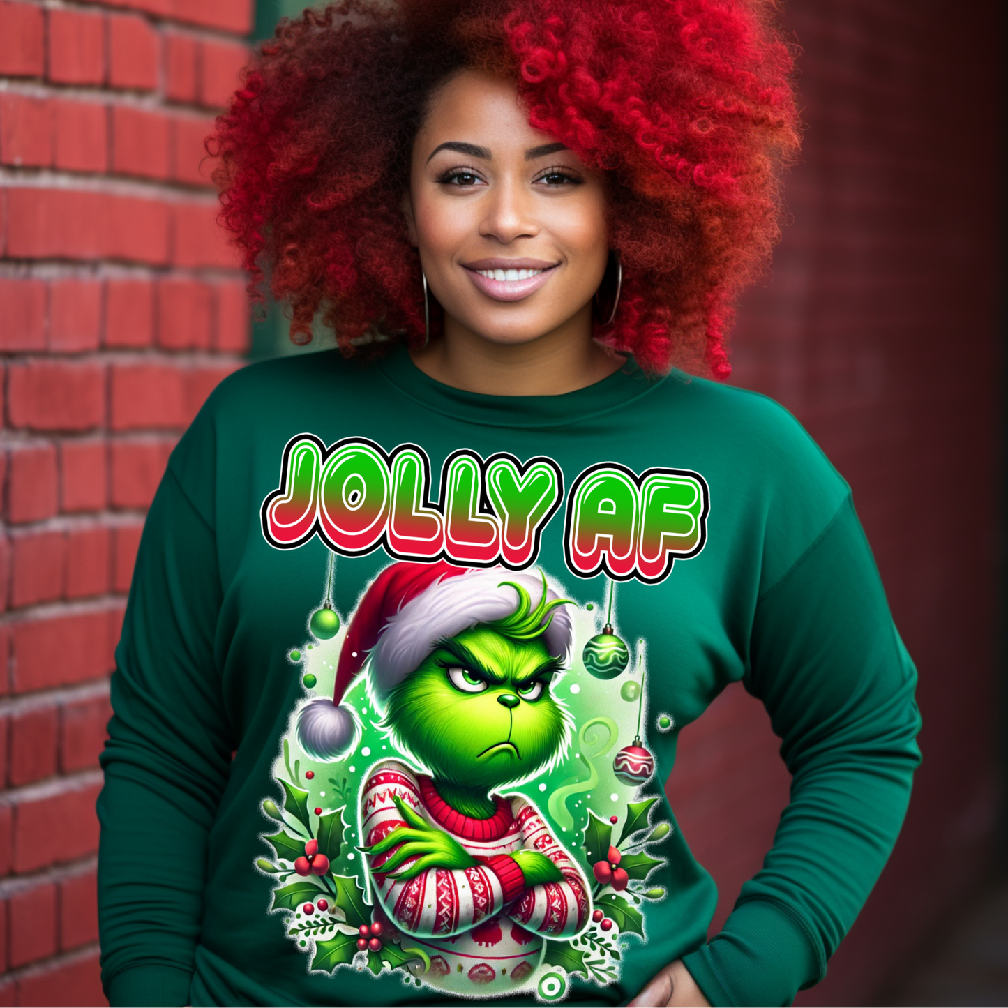 Jolly AF Grinch Christmas PNG | Funny Christmas Sublimation Design | Holiday Grumpy Grinch Clipart | Mockups Included for T-Shirts & More