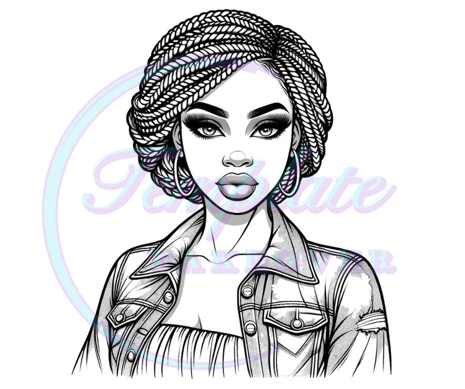Elegant Braided Bob Hairstyle Coloring Page GPT  | Affirmations & Personal Growth Prompts | Adult Coloring Pages | Self-Love | Mindfulness