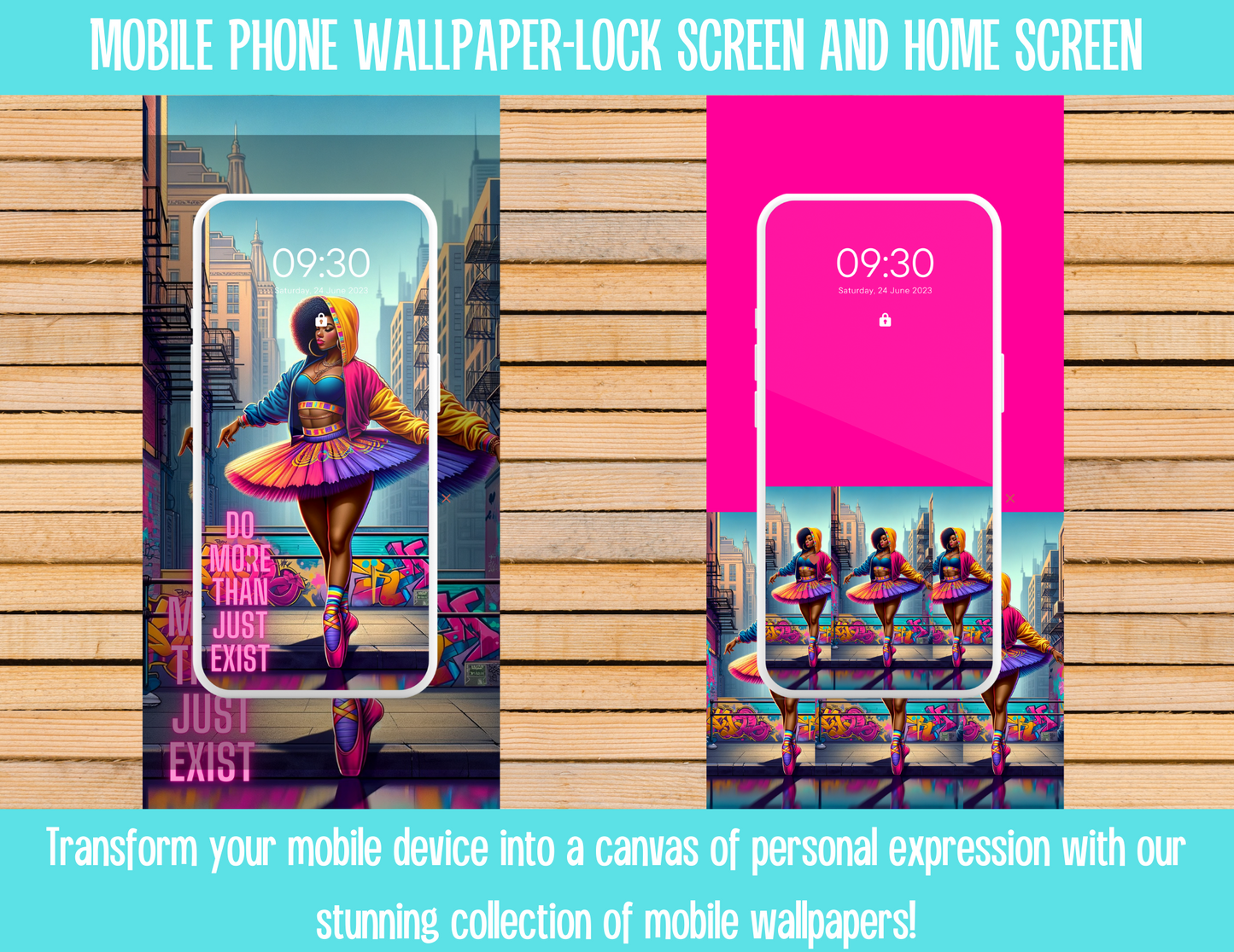 Hip Hop Ballerina Mobile Phone Wallpaper- Lock Screen and Home Screen