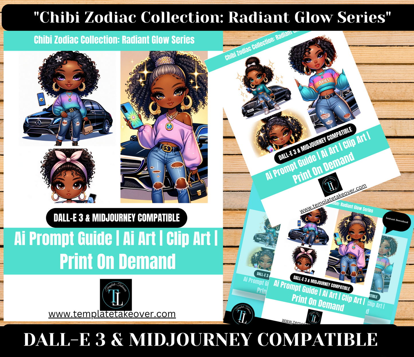 Chibi Zodiac | CHATGPT4 | DALL E 3 | BUNDLE | Prompts | Stickers | African American | Midjourney |  | AI Art | Open Ai | Dall-E 3 | Prompt Guide