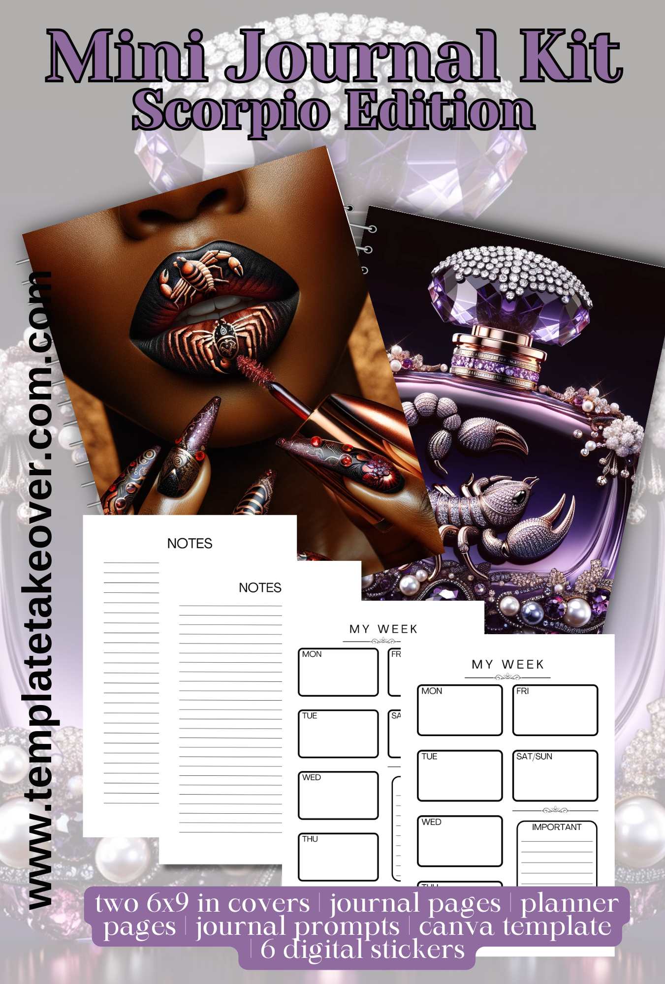 Celestial Scents: Scorpio Edition Journal: Perfect for Crafters, Creatives, Coaches, and More - Set of 2 Covers, 15 Journal Pages, 5 Planner Pages, 15 Prompts and 6 Digital Stickers. Volume 3