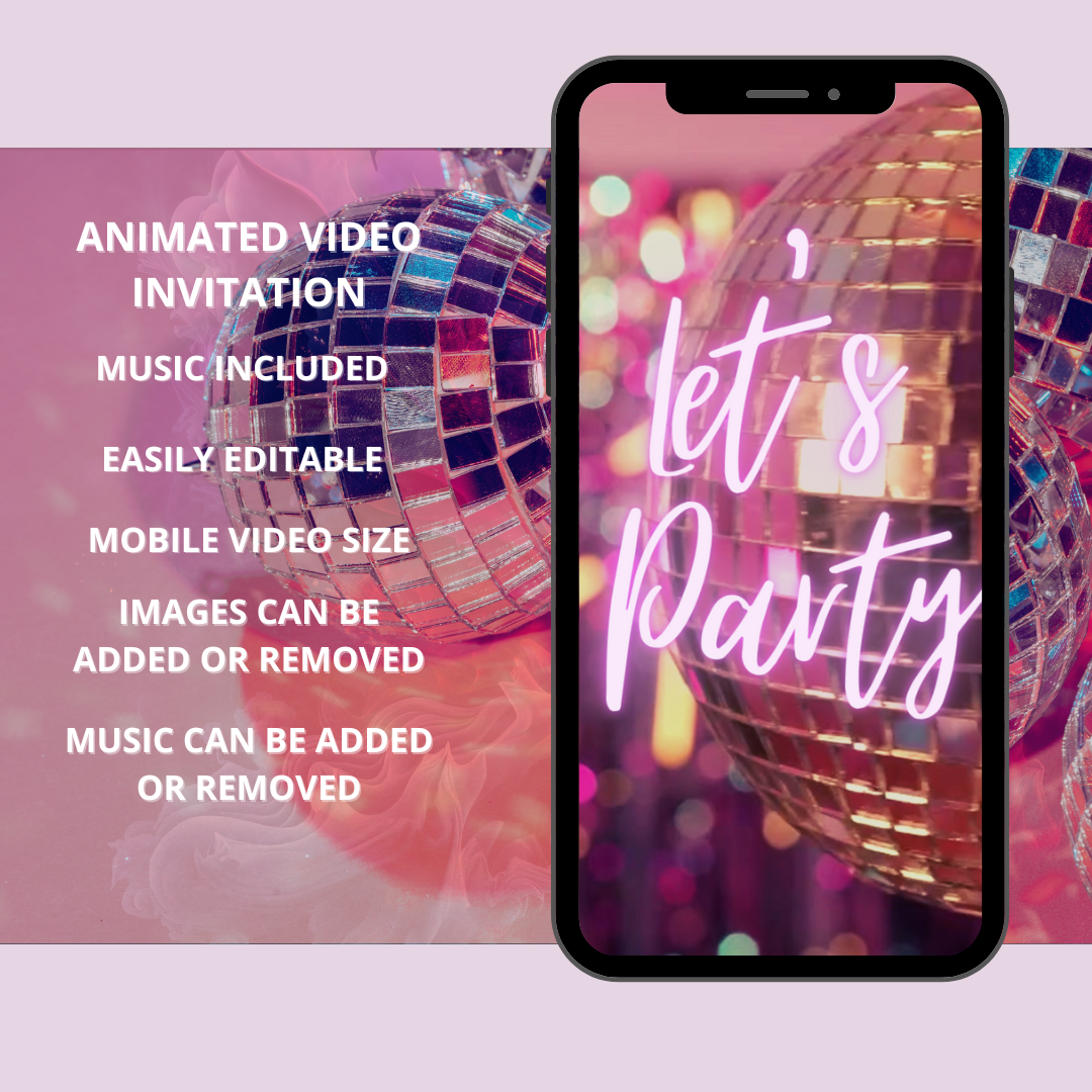 Turn up the Volume! Let's Party! Birthday Party Video Invitation, Editable Video Invitation Canva Template, Animated Video Phone Evite, Music Video, Instant Download
