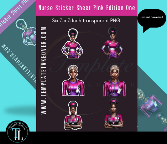 African American Nurse Stickers | Printable Nurse Stickers | Digital Nurse Stickers | Nurse Stickers | Medical Stickers | Digital Stickers