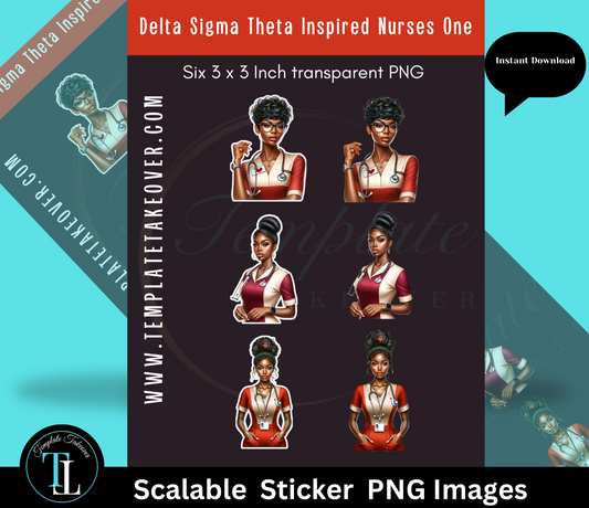 Delta Sigma Theta | African American Nurse Stickers | Printable Nurse Stickers | Digital Nurse Stickers | Nurse Stickers  | Digital Stickers