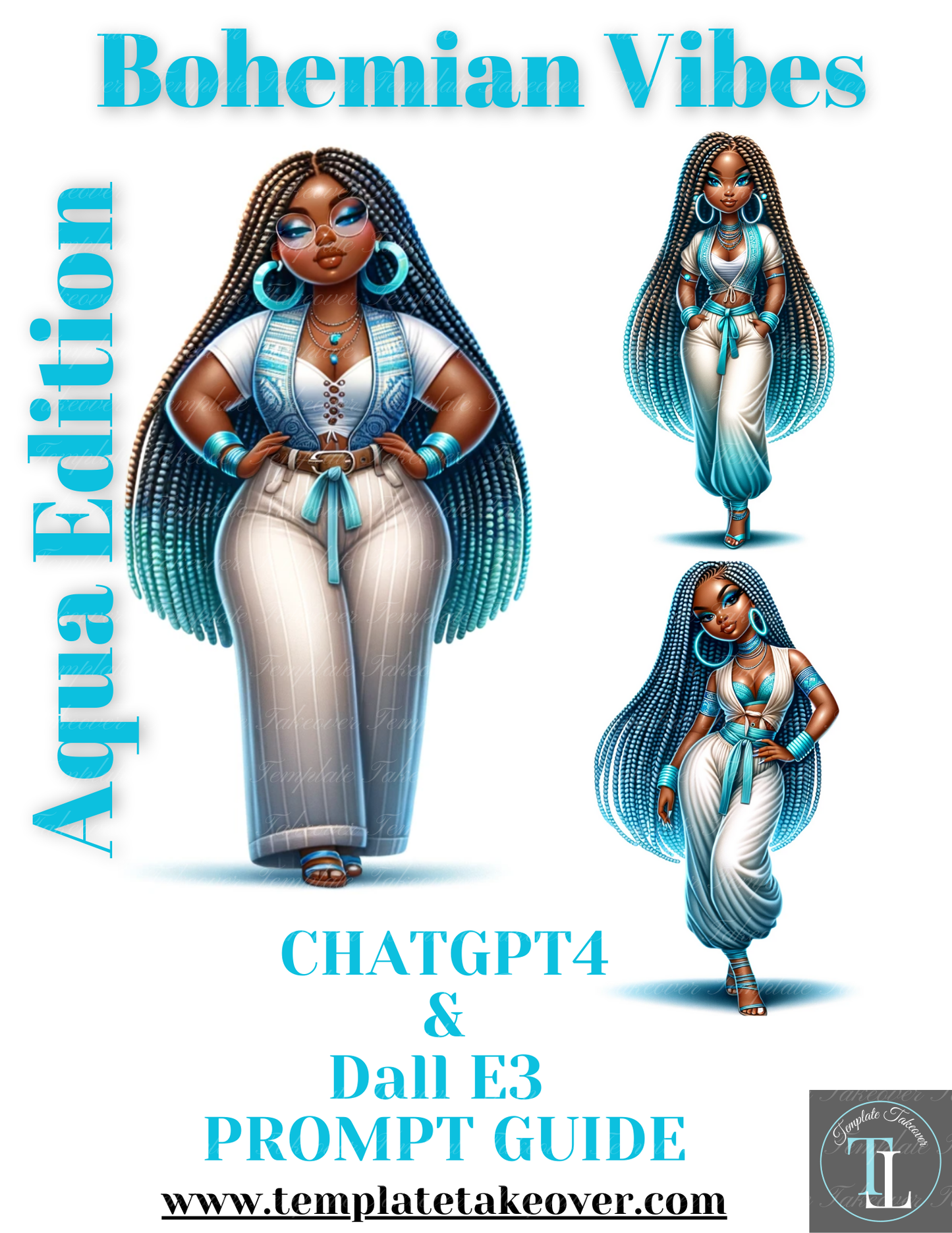 Bohemian Women | CHATGPT4 | DALL E 3 | BUNDLE | Prompts | Stickers | African American | Midjourney |  | AI Art | Open Ai | Dall-E 3 | Prompt Guide