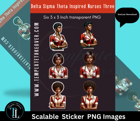 Delta Sigma Theta | African American Nurse Stickers | Printable Nurse Stickers | Digital Nurse Stickers | Nurse Stickers  | Digital Stickers