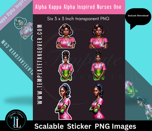 Alpha Kappa Alpha |African American Nurse Sticker | Printable Nurse Sticker | Digital Nurse Sticker | Nurse Sticker | Medical Sticker | Digital Sticker