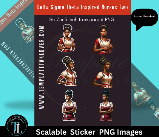 Delta Sigma Theta | African American Nurse Stickers | Printable Nurse Stickers | Digital Nurse Stickers | Nurse Stickers  | Digital Stickers