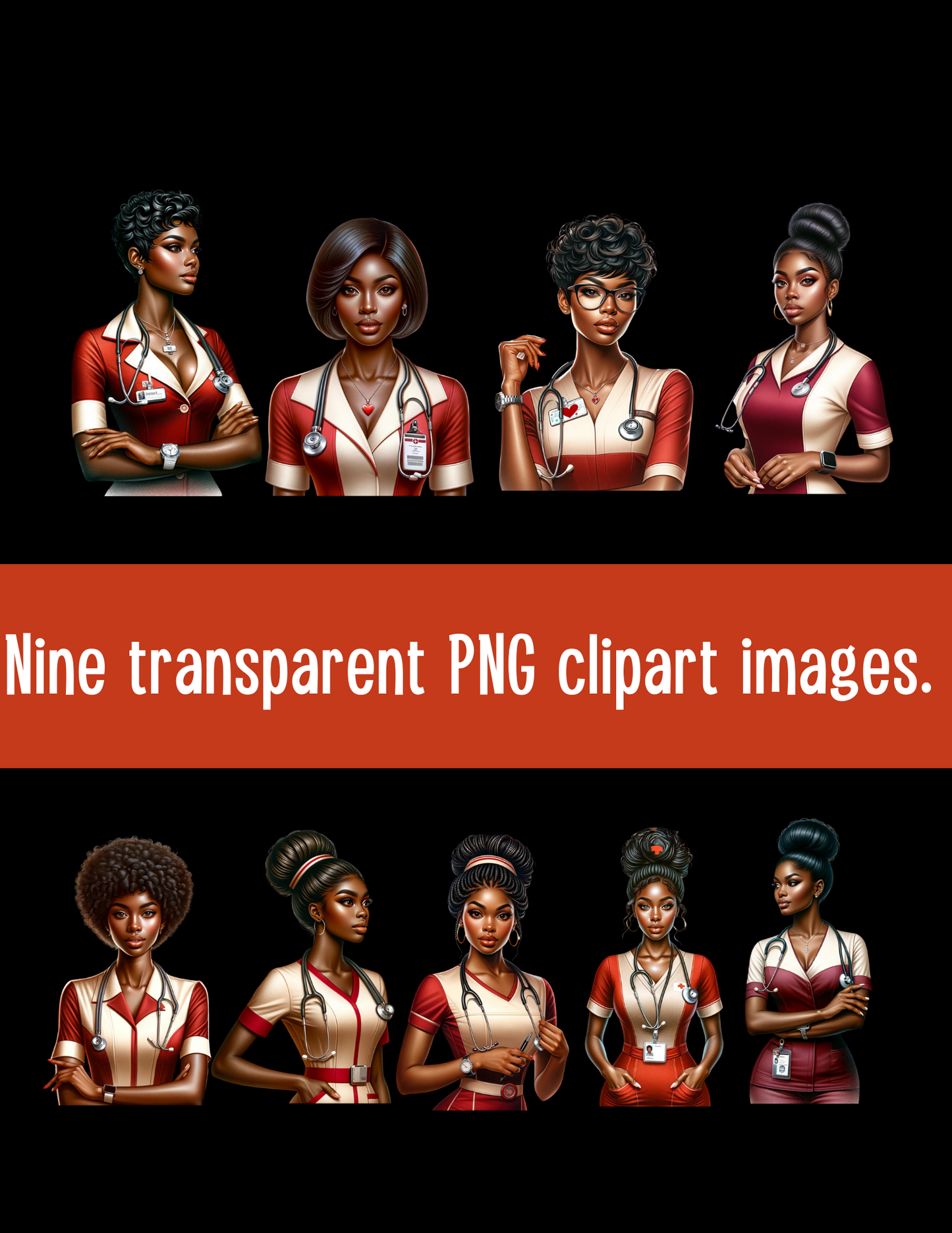 Delta Sigma Theta |African American Nurse Clipart | Printable Nurse Clipart | Digital Nurse Clipart | Nurse Clipart | Medical Clipart | Digital Clipart