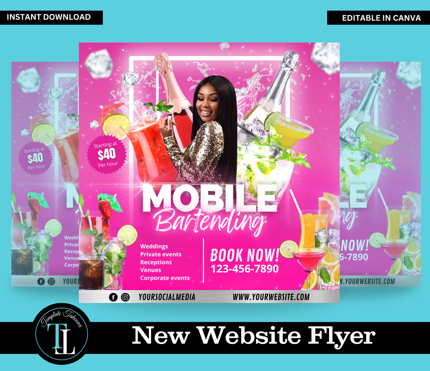 Editable Mobile Bartender 2 Flyer | Editable, Shareable, Printable Invite, Let's Party, Any Age, Editable Template, Instant Download