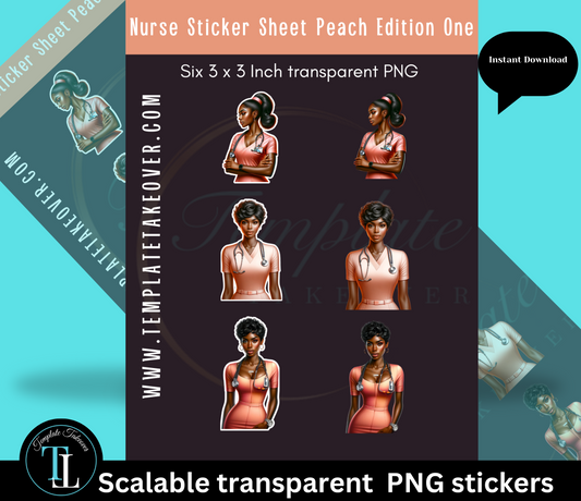 African American Nurse Stickers | Printable Nurse Stickers | Digital Nurse Stickers | Nurse Stickers | Medical Stickers | Digital Stickers