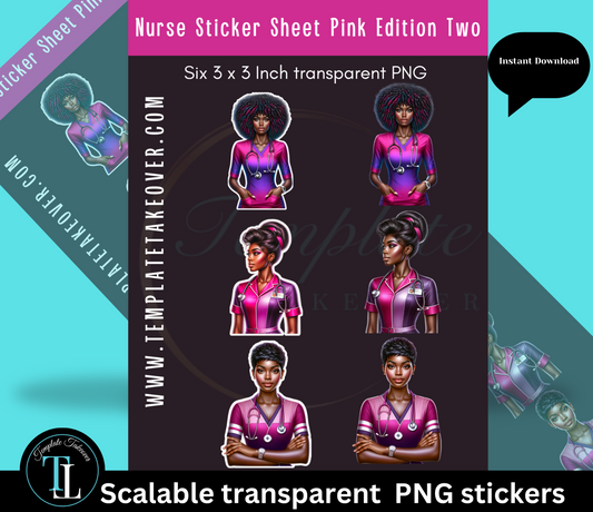 African American Nurse Stickers | Printable Nurse Stickers | Digital Nurse Stickers | Nurse Stickers | Medical Stickers | Digital Stickers