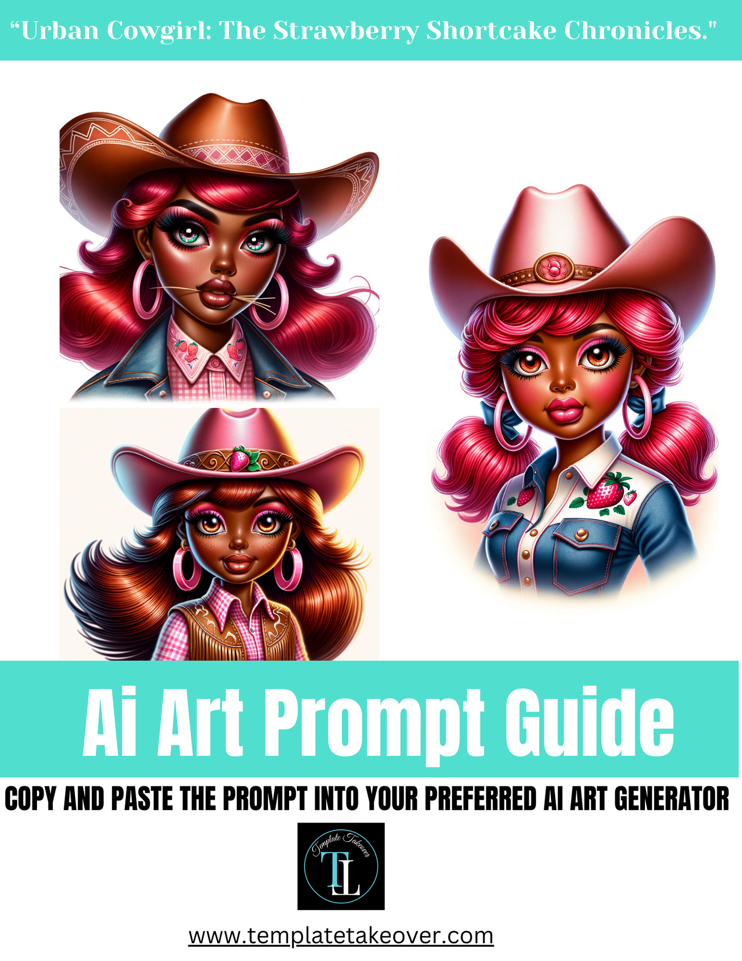Strawberry Shortcake | CHATGPT4 | DALL E 3 | BUNDLE | Prompts | Stickers | African American | Midjourney |  | AI Art | Open Ai | Dall-E 3 | Prompt Guide
