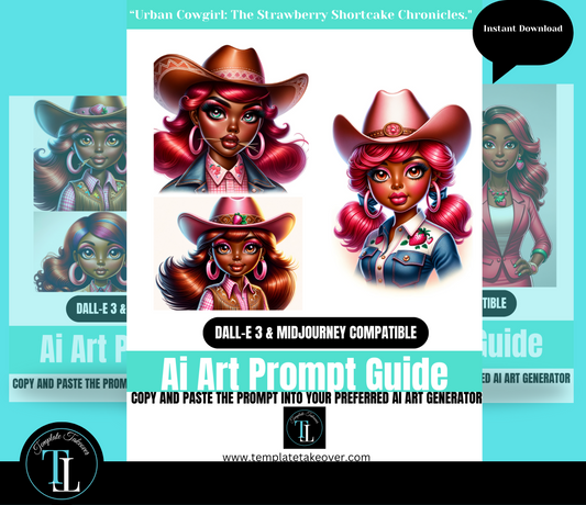 Strawberry Shortcake | CHATGPT4 | DALL E 3 | BUNDLE | Prompts | Stickers | African American | Midjourney |  | AI Art | Open Ai | Dall-E 3 | Prompt Guide