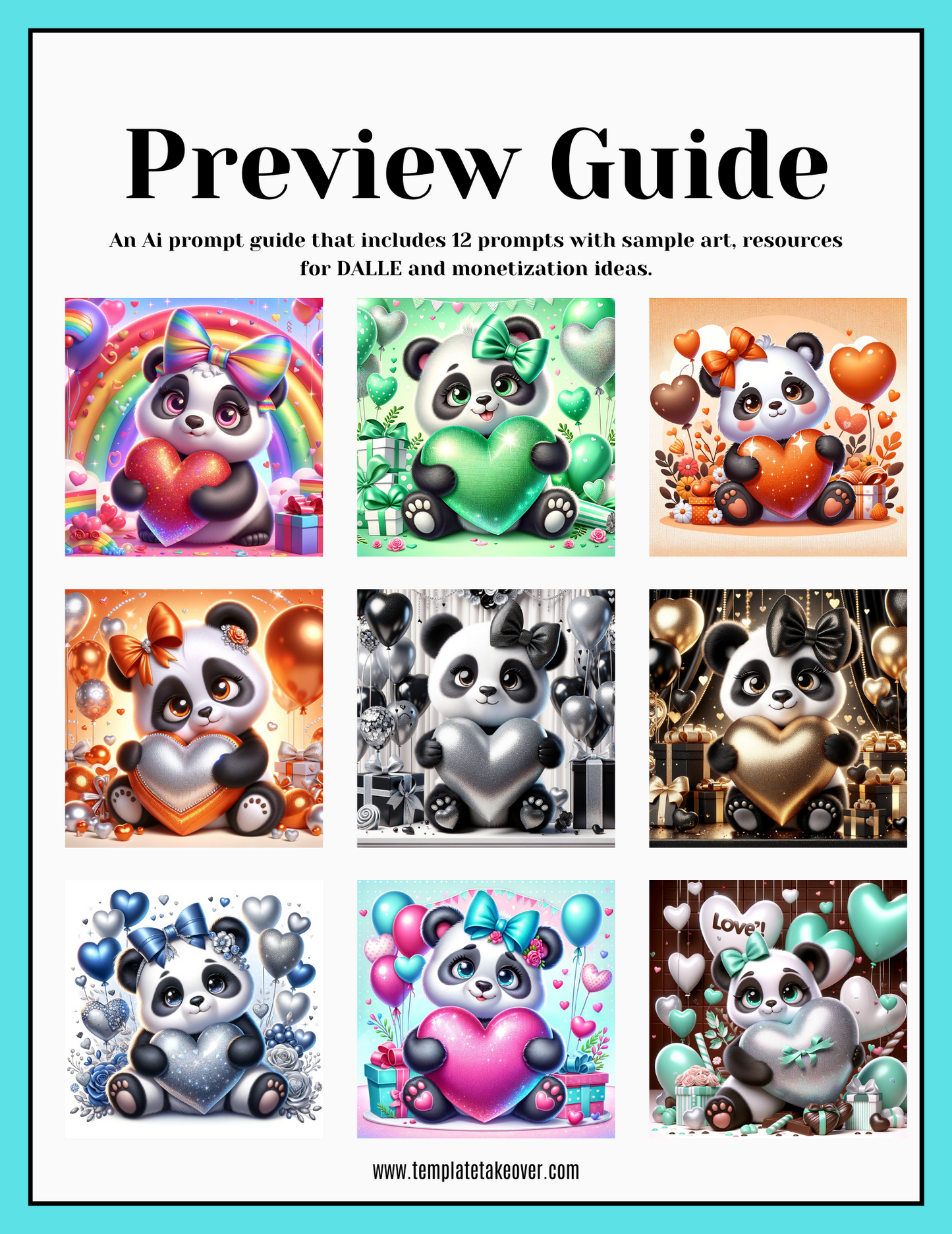 "Heartfelt Hugs: The Enchanted Panda Collection 2." Prompt Guide!