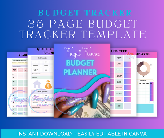 Budget Planner Template| Financial Planner | Monthly Budget Tracker | Credit Score | Financial Planning Template | Money Mindset | Expense Tracker