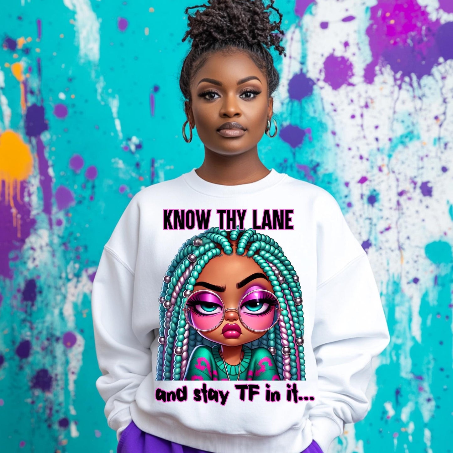 Bold & Snarky 'Know Thy Lane' bundle – Perfect for Statement-Making Style | Funny Shirt | Quirky Girl Sweatshirt |