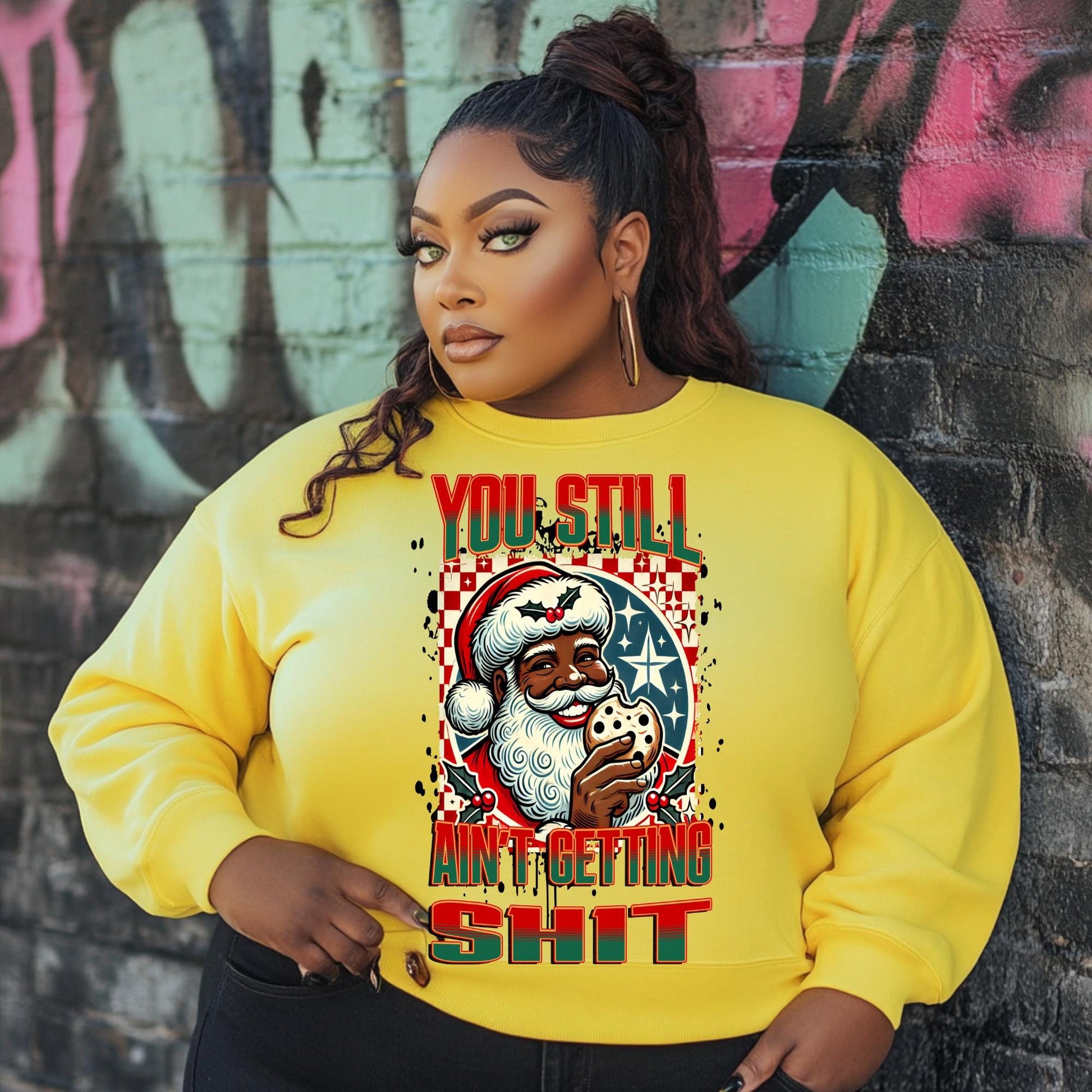 Funny Santa PNG - "You Still Ain't Getting Sh*t" | Humorous Christmas Digital Art with Free Mockups